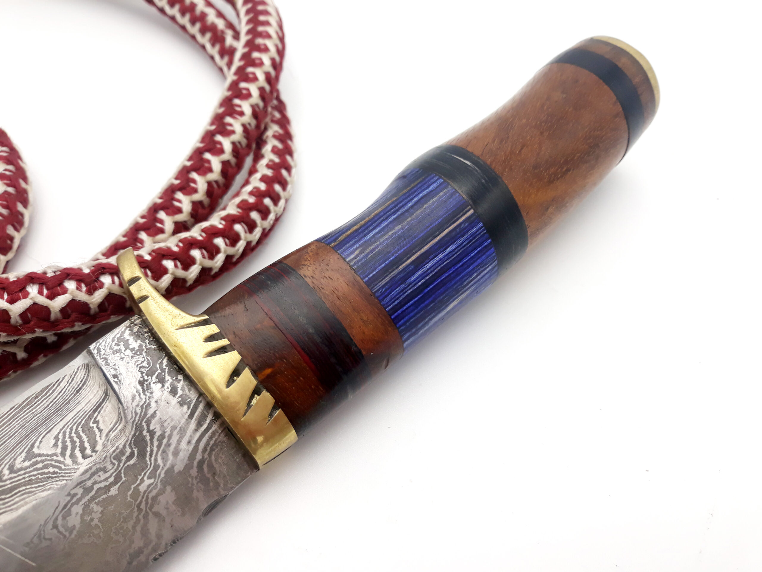 damascus steel bowie with wood handle