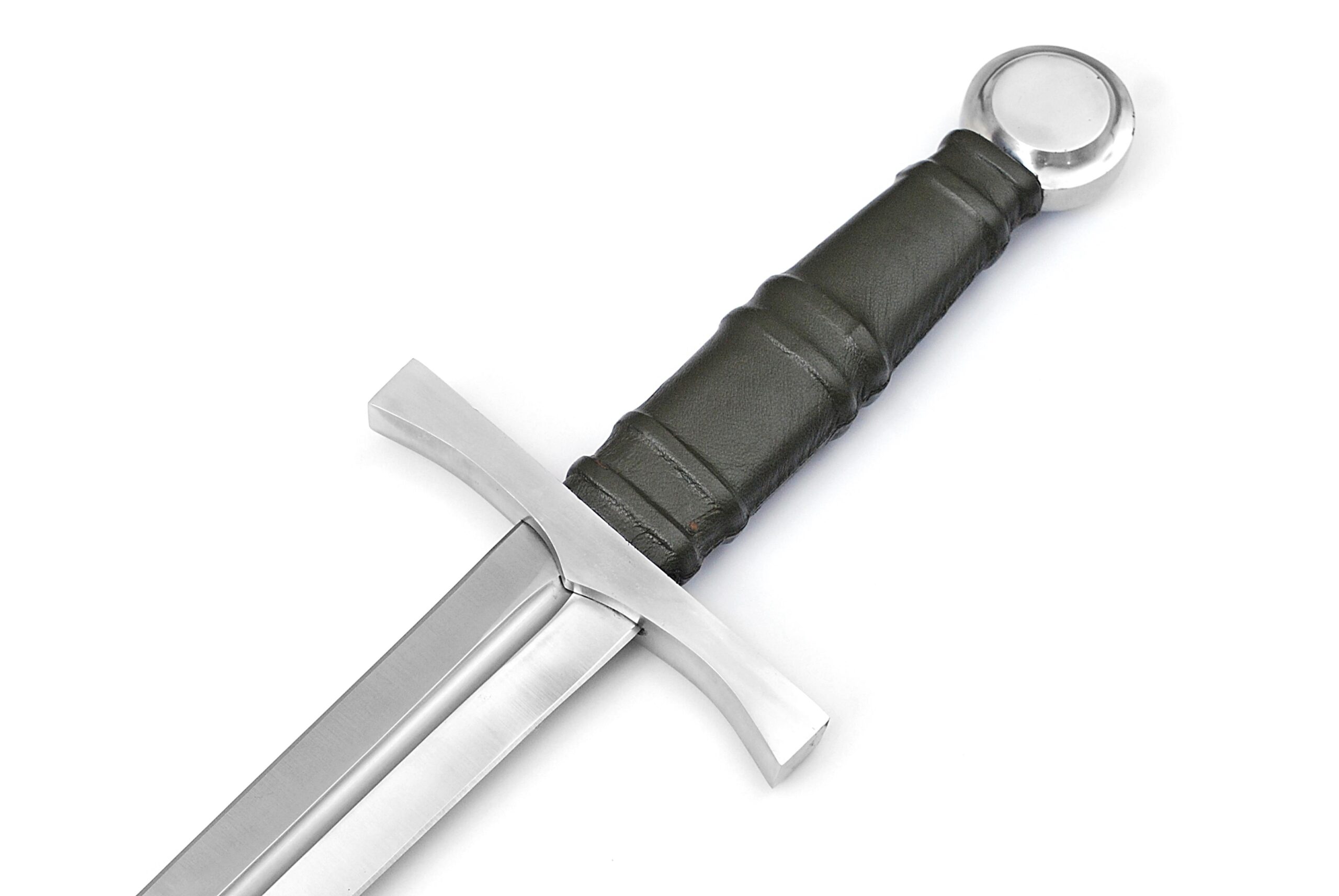 Rare Handmade High Carbon Steel Double Edge Sharp Blade Sword with Leather Sheath. - Image 3