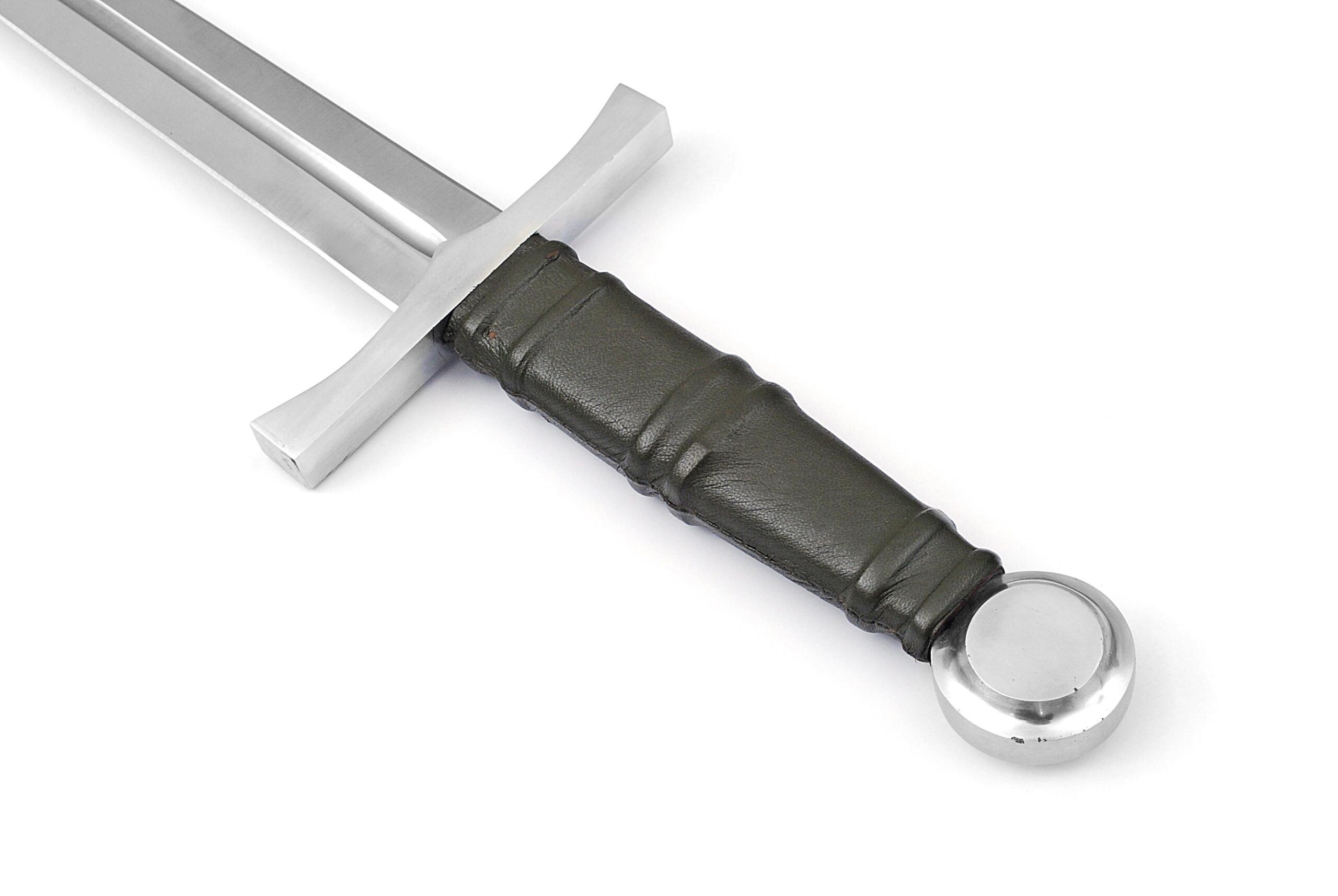 Rare Handmade High Carbon Steel Double Edge Sharp Blade Sword with Leather Sheath. - Image 4