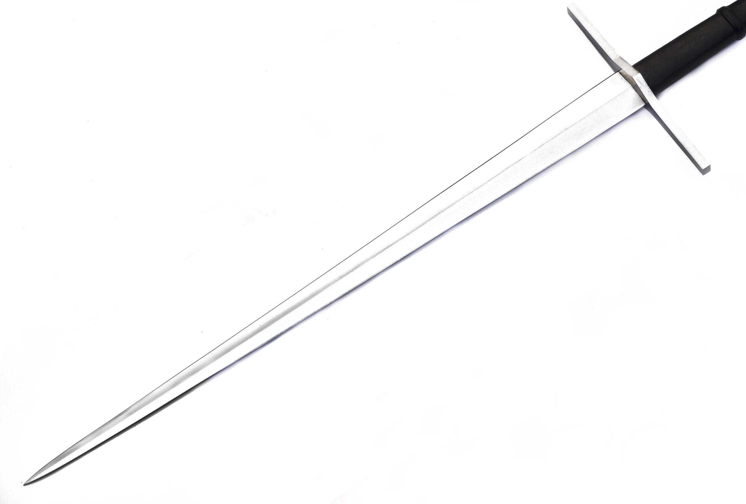 35" Handmade Warrior Carbon Steel Double Edge Ceremonial Sword – Leather Wrapped Handle, Steel Guard & Pommel, with Leather Sheath - Image 3
