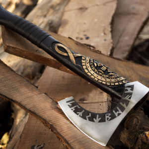 Handmade Viking axe with wood handle Carbon steel Viking axe for collectors & outdoor use Medieval style Viking axe with custom wooden handle