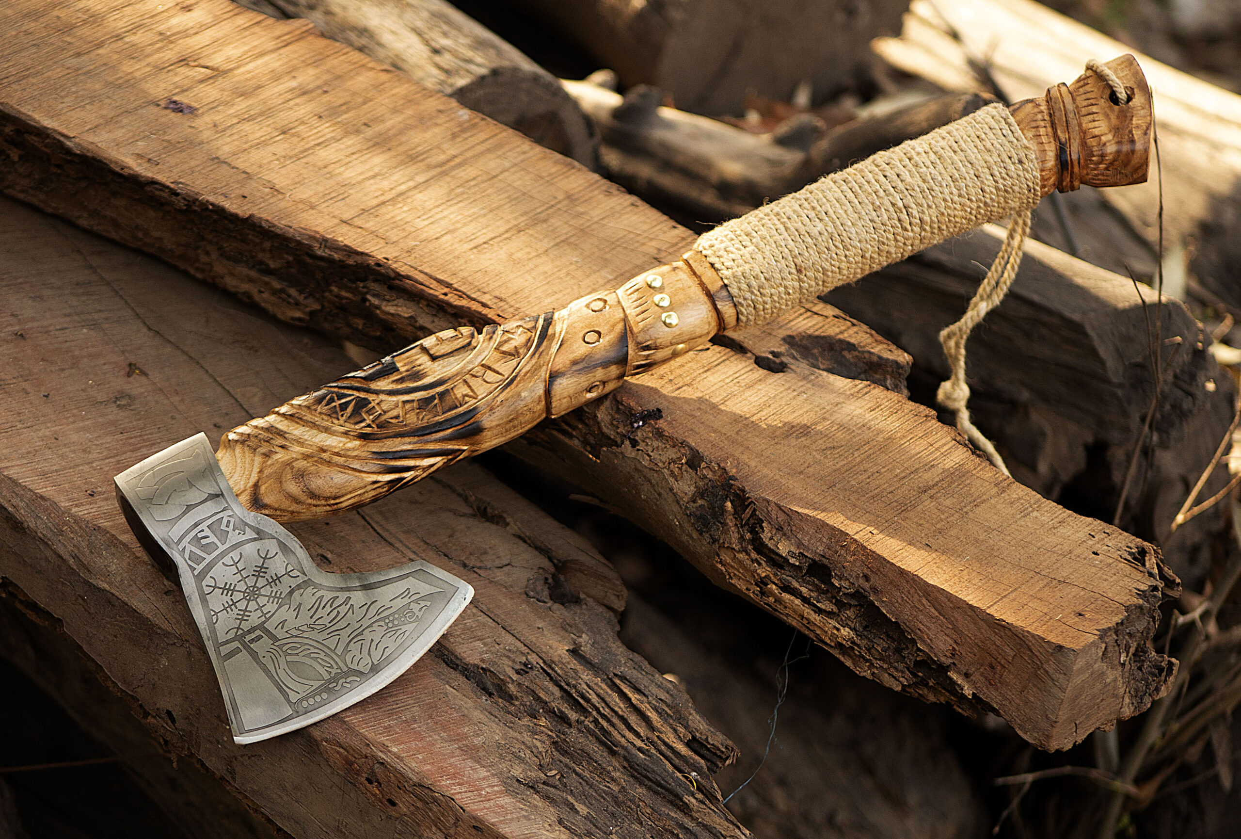Viking Forged High Carbon Steel Axe | 21.5" Hunting & Camping Survival Chopper