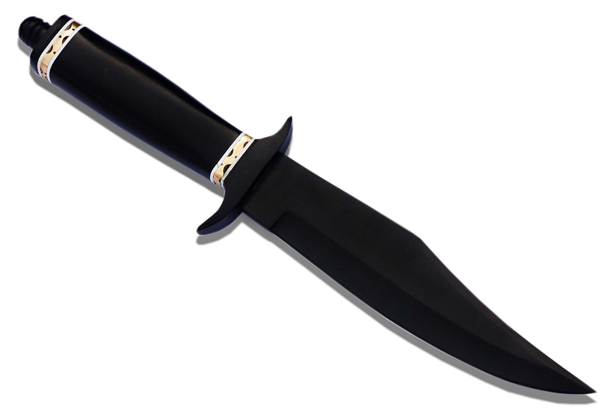 15-Inch Handmade Custom Hunting & Survival Knife – High Carbon Steel Black Coated Blade, Bull Horn Rattail Handle, Leather Sheath - Image 4