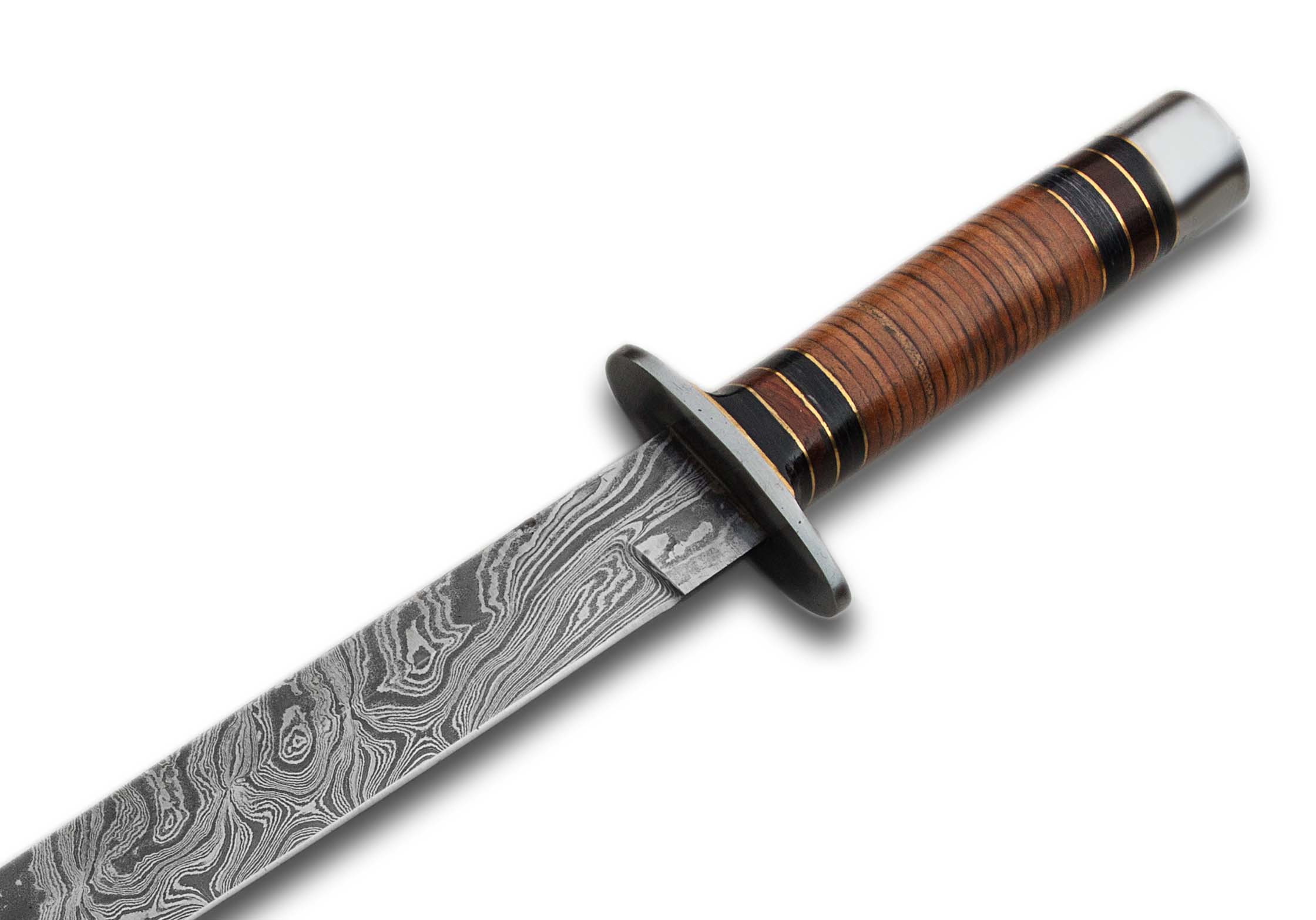 (Material) handle of Damascus short sword with ergonomic grip