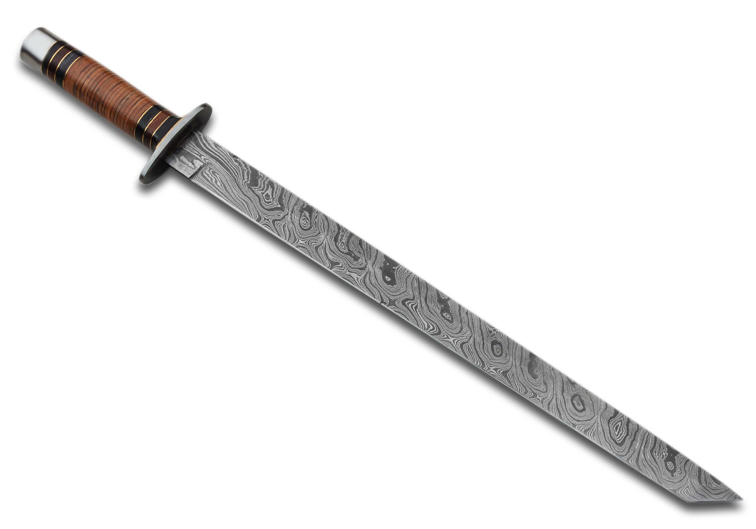 25" Handmade Forged Damascus Steel Short Sword – Tuna, Fishing, Hunting, Camping Knife with Razor-Sharp Blade - Image 4