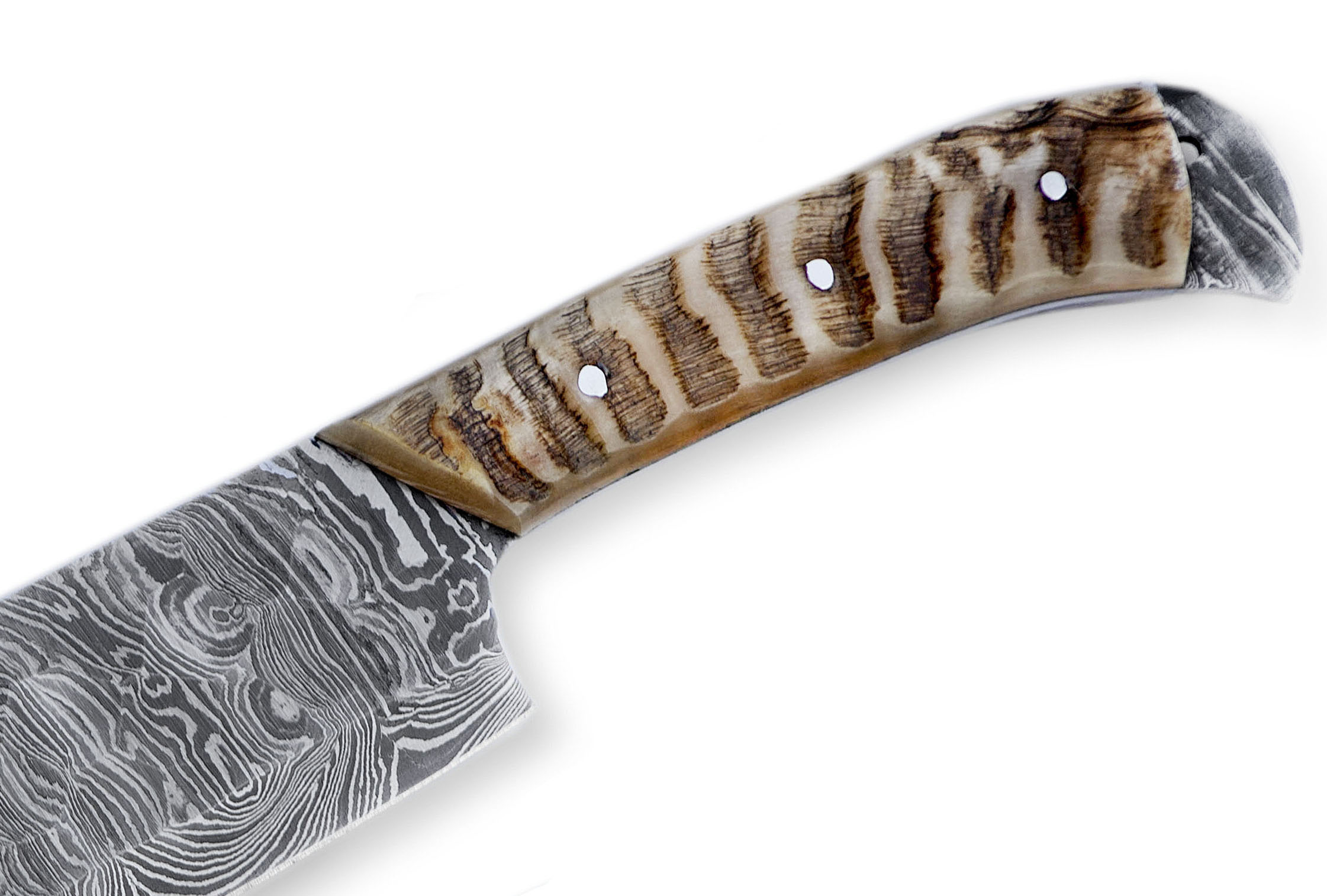 Handmade Damascus Steel Chef Cleaver Knife – 12” Full Tang Butcher & Nakiri Kitchen Chef Knife with Ram HornHandle & Leather Sheath. - Image 4