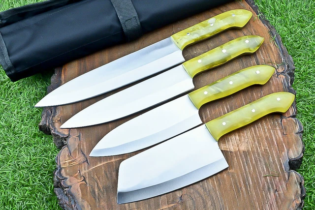 “Hand-forged D2 steel 4-piece chef knife set”