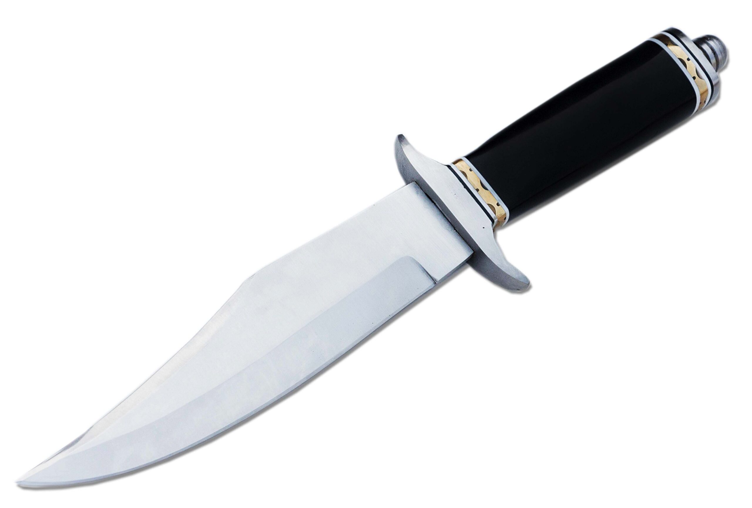 Close-up of 9-inch high carbon steel blade from handmade hunting and camping survival knife