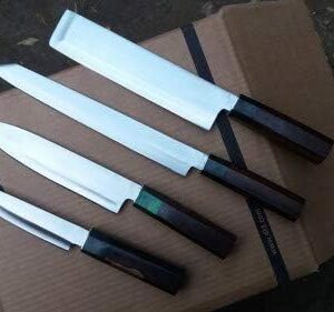 “Custom handmade D2 steel chef knife set with rosewood handles”